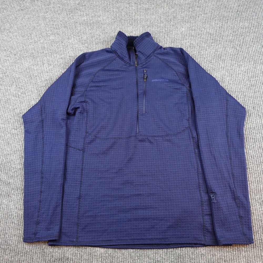Patagonia R1 Pullover Mens Large Blue 1/4 Zip Polartec Power Dry Fleece 40109